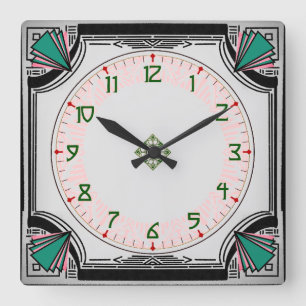 Exquisite Art Deco Clock Vivid Färg Version Fyrkantig Klocka