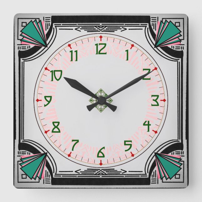 Exquisite Art Deco Clock Vivid Färg Version Fyrkantig Klocka (Framsida)