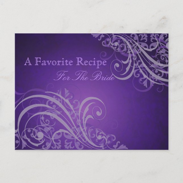 Exquisite Baroque Lila Möhippa Recept Card Vykort (Framsida)