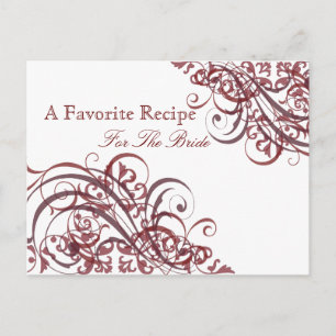 Exquisite Baroque Red Möhippa Recipe Card Vykort