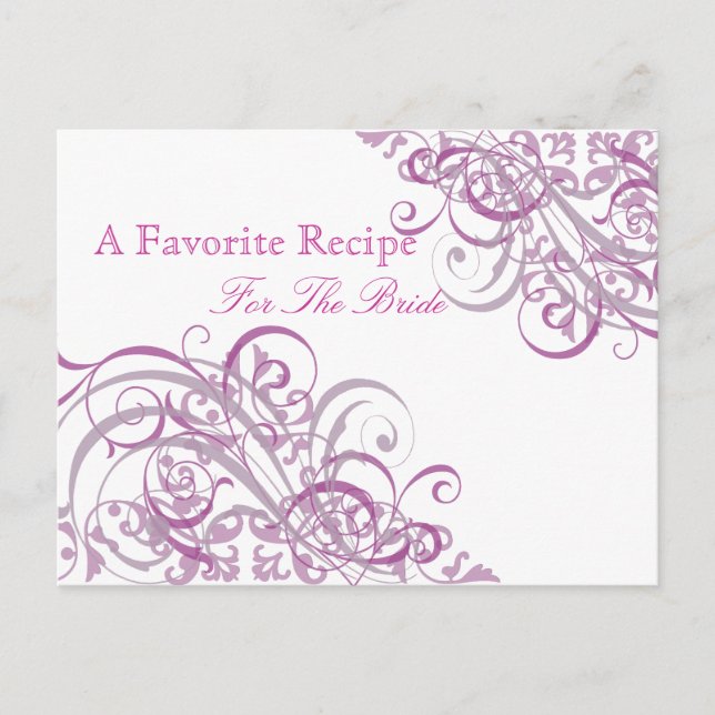 Exquisite Baroque Rosa Möhippa Recept Card Vykort (Framsida)