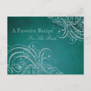Exquisite Baroque Teal Möhippa Recept Card Vykort