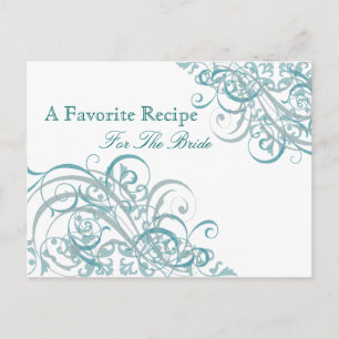 Exquisite Baroque Teal Möhippa Recept Card Vykort