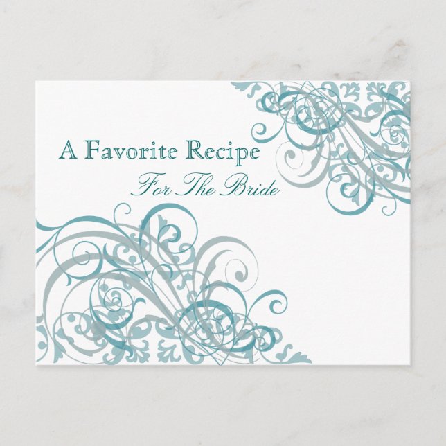 Exquisite Baroque Teal Möhippa Recept Card Vykort (Framsida)