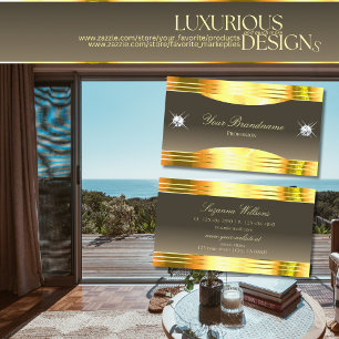 Exquisite Beige Brown Guld Gräns Sophisticated Visitkort