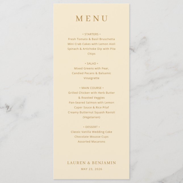 Exquisite Beige Calligraphy Menu Meny (Framsida)
