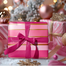 Exquisite Berry Rosa och Guld Stripe