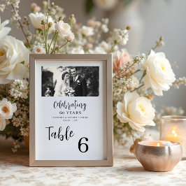 Exquisite Black White Elegant Wedding Anniversarie Bordsnummer