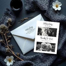 Exquisite Black White Elegant Wedding Anniversarie Tack Kort
