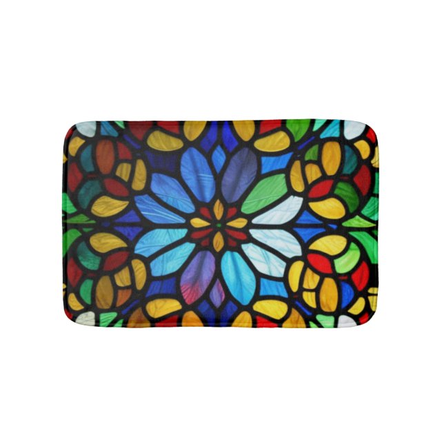 Exquisite Blommigt Stached Glass Elegance Badrumsmatta (Framsidan)