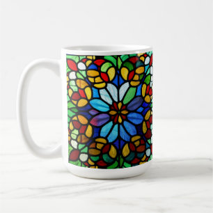Exquisite Blommigt Stached Glass Elegance Kaffemugg