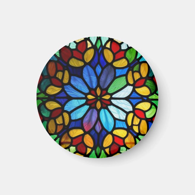 Exquisite Blommigt Stached Glass Elegance Magnet (Framsidan)