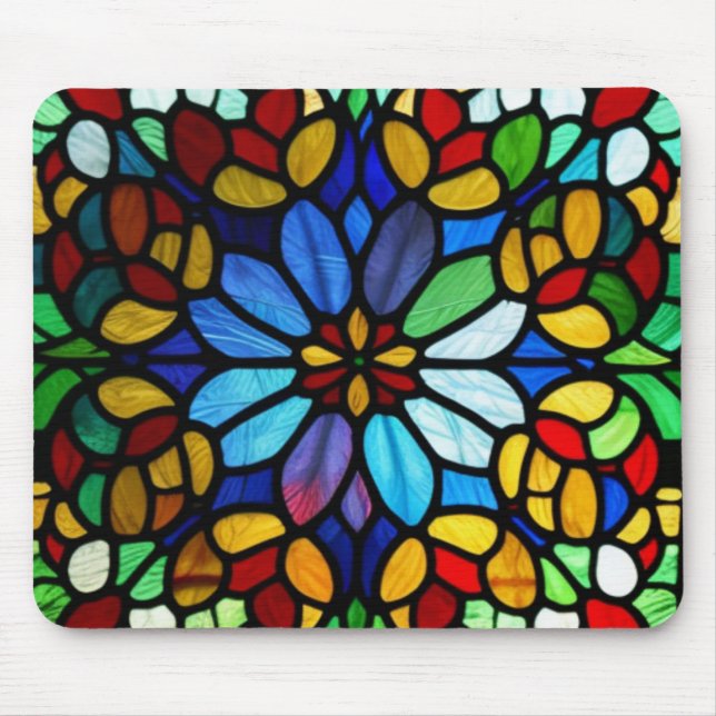 Exquisite Blommigt Stached Glass Elegance Musmatta (Framsidan)