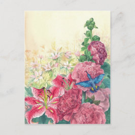 Exquisite blommigts & hummingbird water color,anpa vykort
