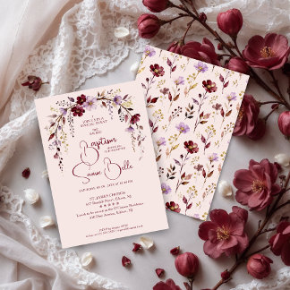 Exquisite Blooming Burgundy Arch Baptism Inbjudningar