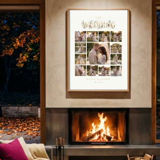 Exquisite Botanical Wedding Photo Collage TLW26 Poster