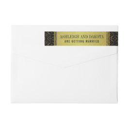 Exquisite Bröllop | Golden Overlay på Damask Etikettband