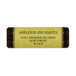 Exquisite Bröllop | Golden Overlay på Damask Returadress Etikett