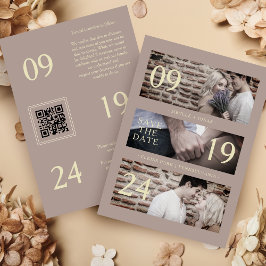 Exquisite Brown Gold Trend Modern 3 Wedding Photos Spara Datumet