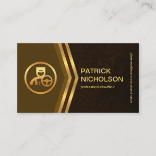 Exquisite Brown Grunge Guld Arrow Chauffeur Driver Visitkort