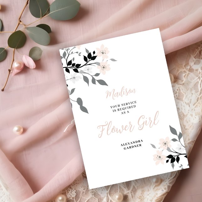 Exquisite Chic Floral Bunch Wedding Flower Girl Inbjudningar ( Exquisite Sophisticated Floral Bunch Wedding Flower Girl Proposal Card.)
