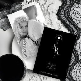 Exquisite Chic Minimalist Black Wedding Initials Spara Datumet