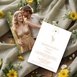 Exquisite Chic Minimalist Gold Wedding Initials Inbjudningar