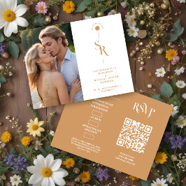 Exquisite Chic Minimalist Gold Wedding Initials OSA Kort