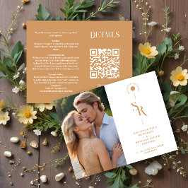 Exquisite Chic Minimalist Gold Wedding Initials Tilläggskort