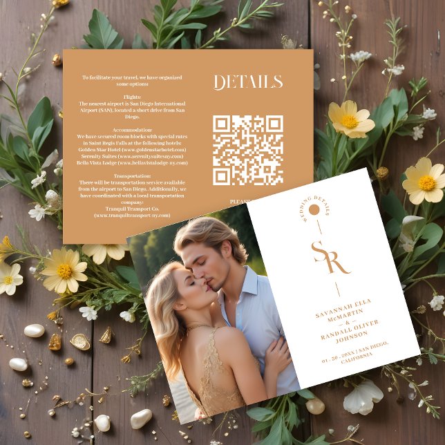 Exquisite Chic Minimalist Gold Wedding Initials Tilläggskort (Exquisite Chic Minimalist Gold Effect Wedding Initials Enclosure Card.)