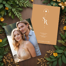 Exquisite Chic Minimalist Golden Wedding Initials Spara Datumet