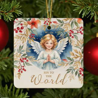 Exquisite Christmas Angel Flowers Victorian  Julgransprydnad Keramik