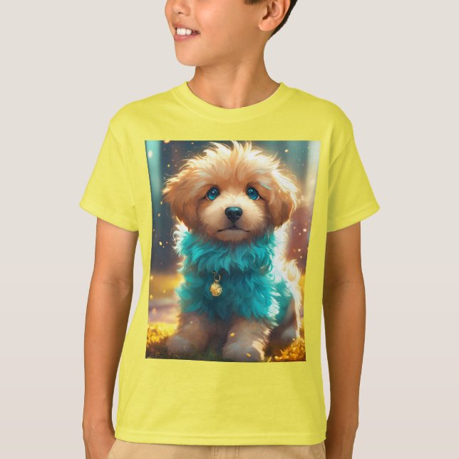 Exquisite Cute Puppy Illustration T Shirt (Framsida)