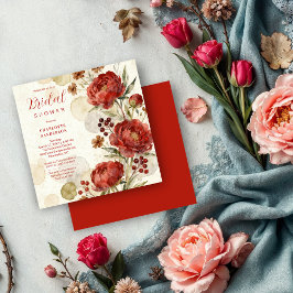 Exquisite Deep Red Garden Cottagecore Floral Inbjudningar