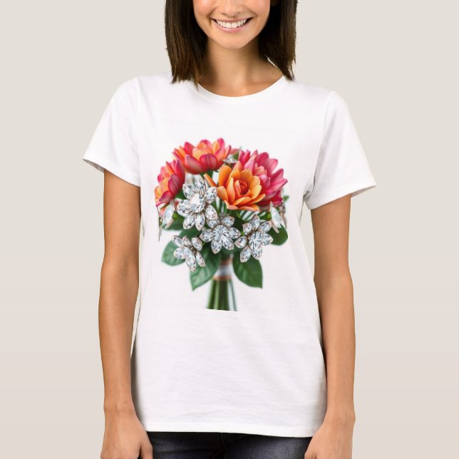 Exquisite Diamond Bouquet: En fantastisk Blommigt  T Shirt (Framsida)