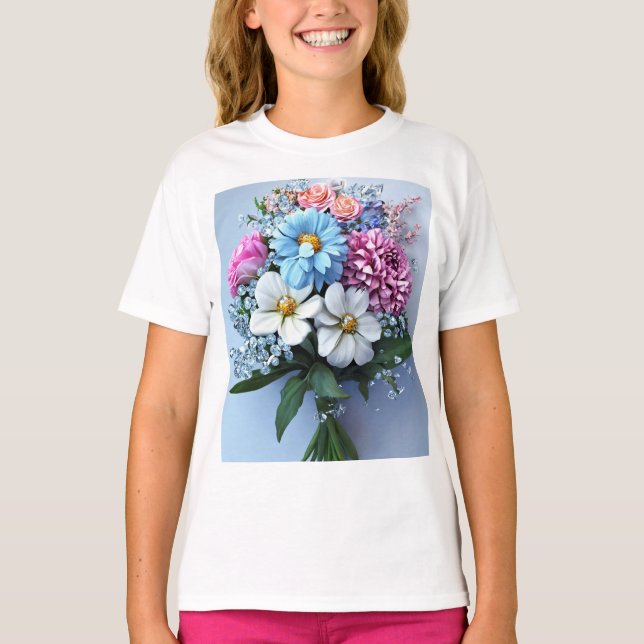 Exquisite Diamond Bouquet: En fantastisk Blommigt  T Shirt (Framsida)