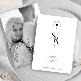 Exquisite Elegant Minimalist Black & White Wedding Spara Datumet