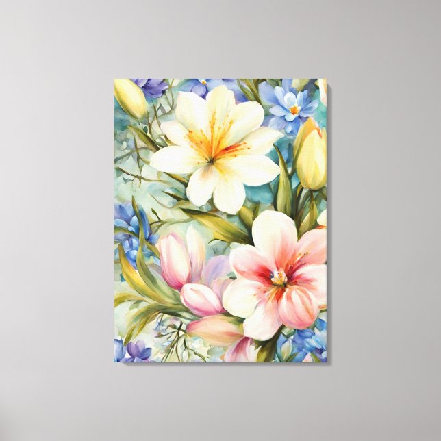 Exquisite Elegant Vår blommor. Färgning Canvastryck (Framsida)