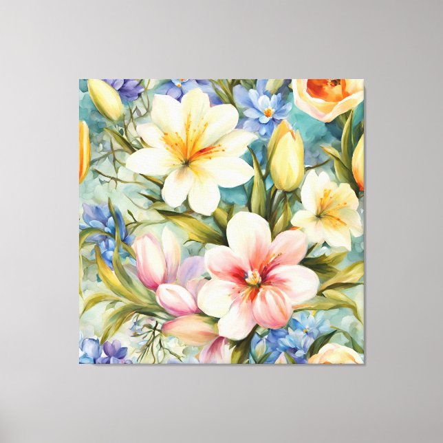 Exquisite Elegant Vår blommor. Färgning Canvastryck (Framsida)