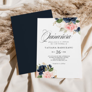 Exquisite Fall Blommigt Quinceañera Födelsedagsfes Inbjudningar