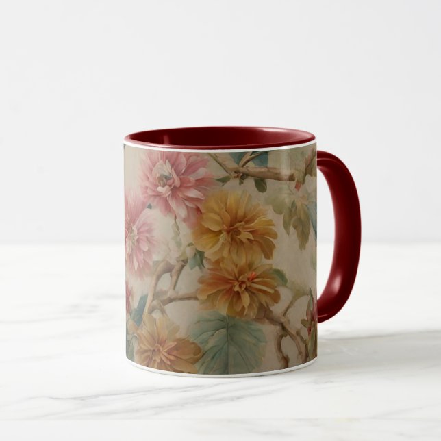 Exquisite Flowers and Fruits. Vintage Fransk Stil Mugg (Framsida höger)