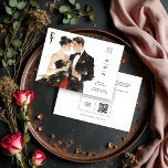 Exquisite Glamorous Black & Gold Couple Wedding Spara Datumet<br><div class="desc">Exquisite Black & Gold Couple Artwork Wedding Save the Date Card Featuring Initials and Back QR Code. Discover a sophisticated and contemporary design that combines a stylized couple illustration in black with simulated gold details, achieving an elegant and visually attractive contrast. The integrated initials and balanced layout of the elements...</div>