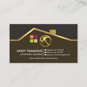 Exquisite Guld Rooftop Motif Handyman Construction Visitkort