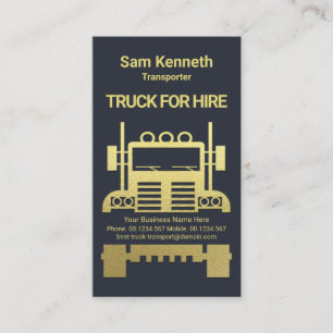 Exquisite Guld Semi Lastbil Logistics Trucker Visitkort