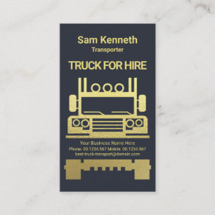 Exquisite Guld Semi Lastbil Logistics Trucking Visitkort