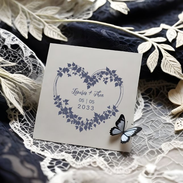 Exquisite Heart of Leaves & Wild Branches Wedding Stämpel (Exquisite Heart of Leaves and Wild Branches for Wedding Rubber Stamp.)