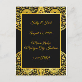 Exquisite High Resolution, Black And Gold Wedding Vykort