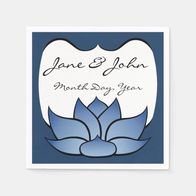 Exquisite Lotus in Blue Napkins Pappersservett (Framsidan)