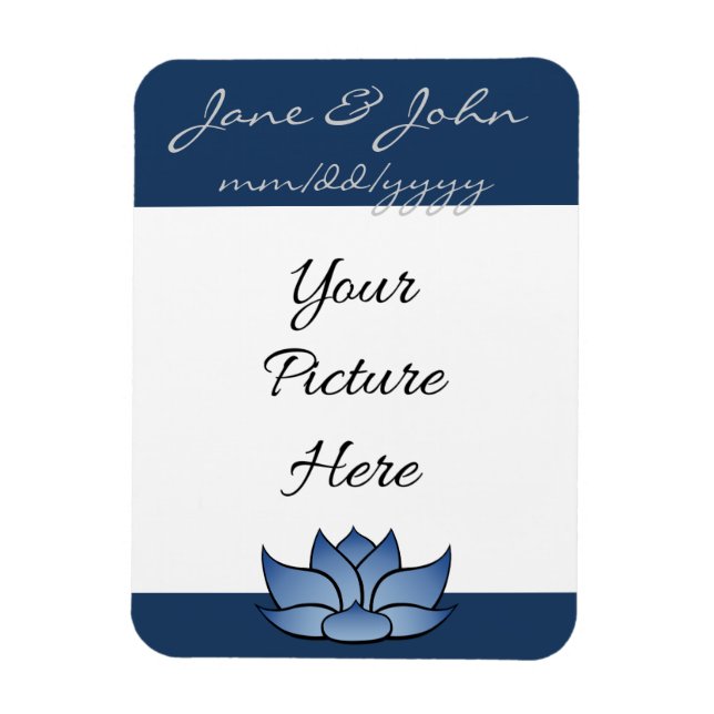 Exquisite Lotus in Blue Spara-the-Date Magnet (Vertikal)