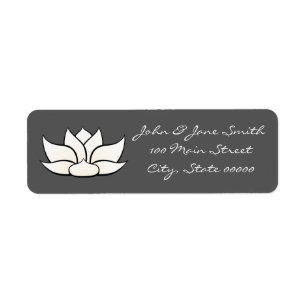 Exquisite Lotus in Pewter and White Address Label Returadress Etikett